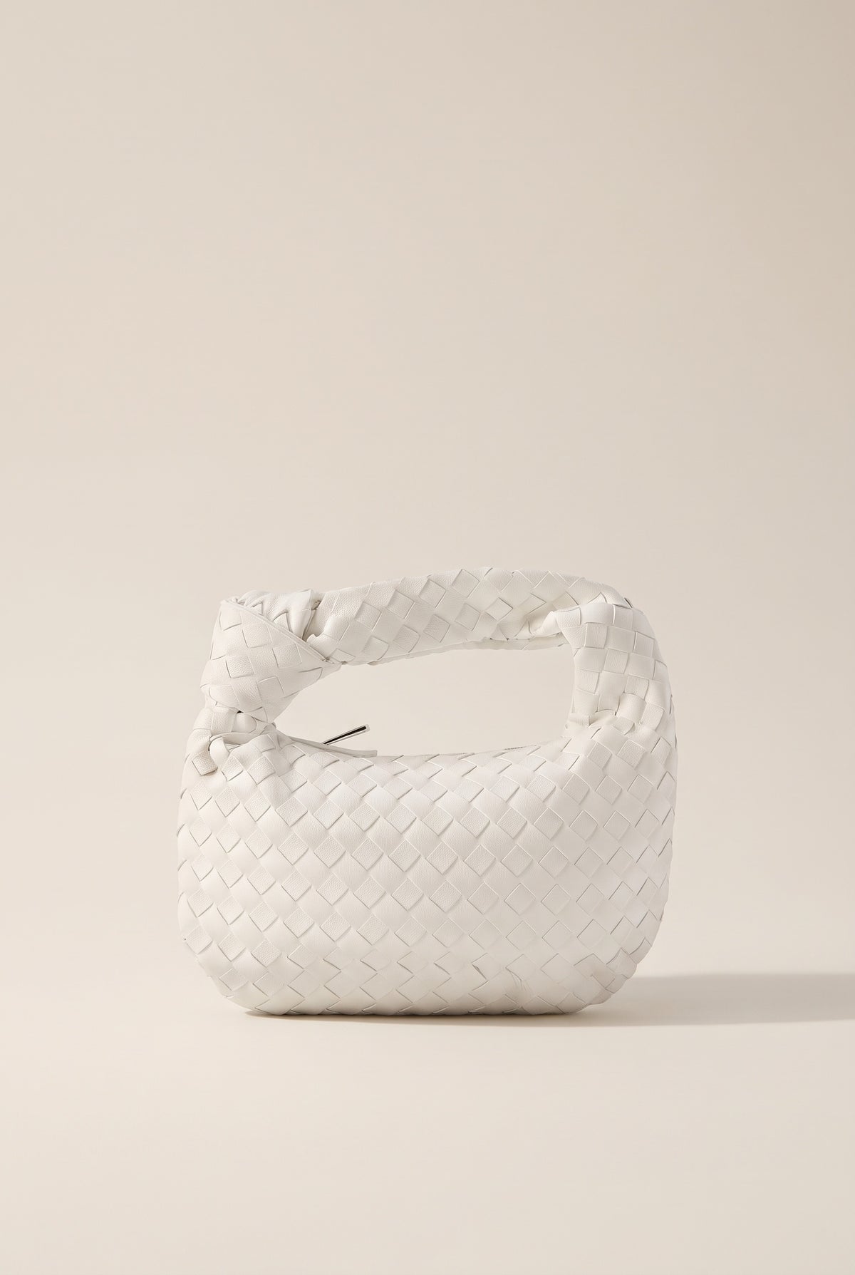 Mini sac tressé en effet cuir - Blanc