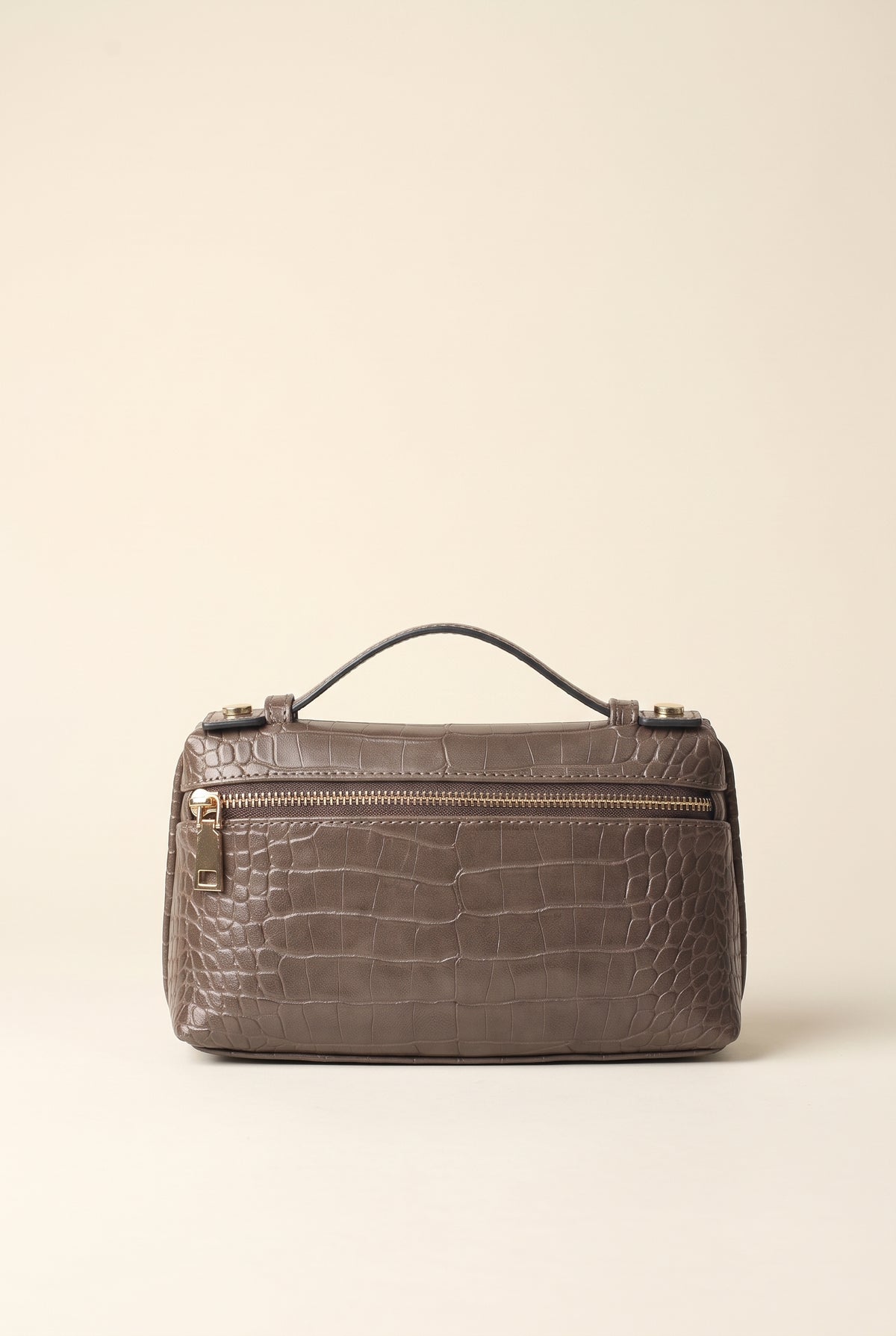 Minerva Croc-Embossed Clutch — Mocha