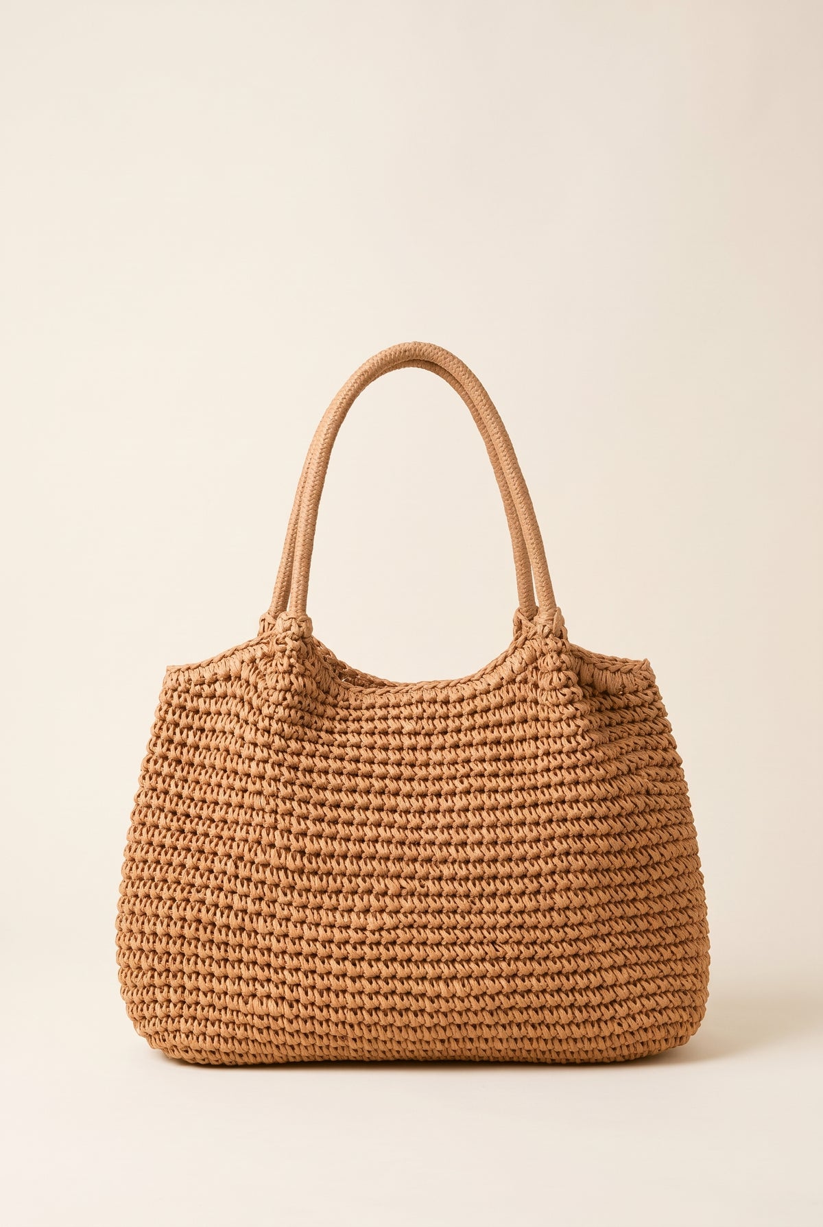 Brielle Square Woven Straw Beach Tote — Brown