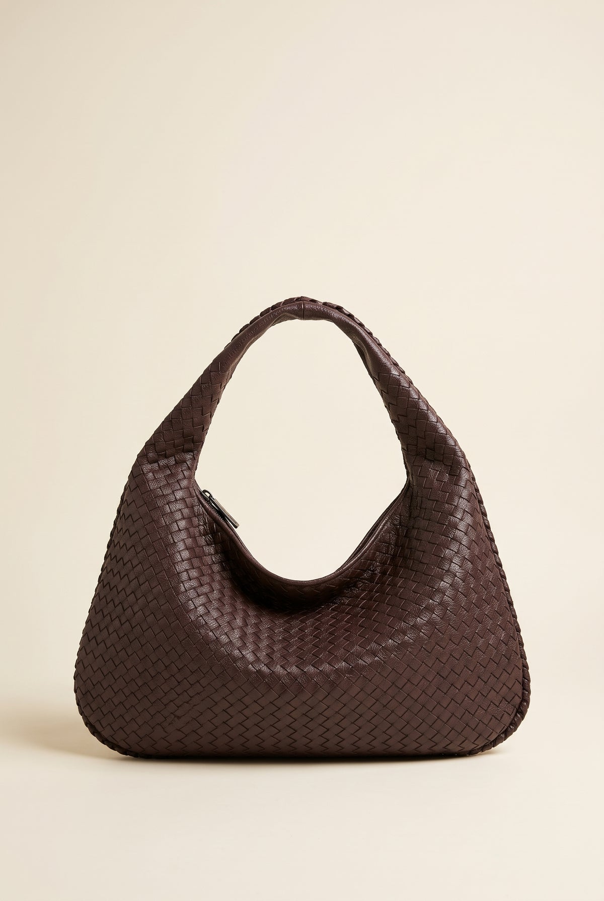 XL Woven Leather Bag — Dark Brown