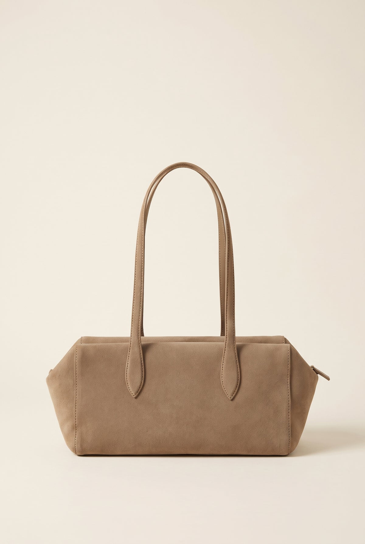 Elena Faux Leather Bowling Tote — Tan