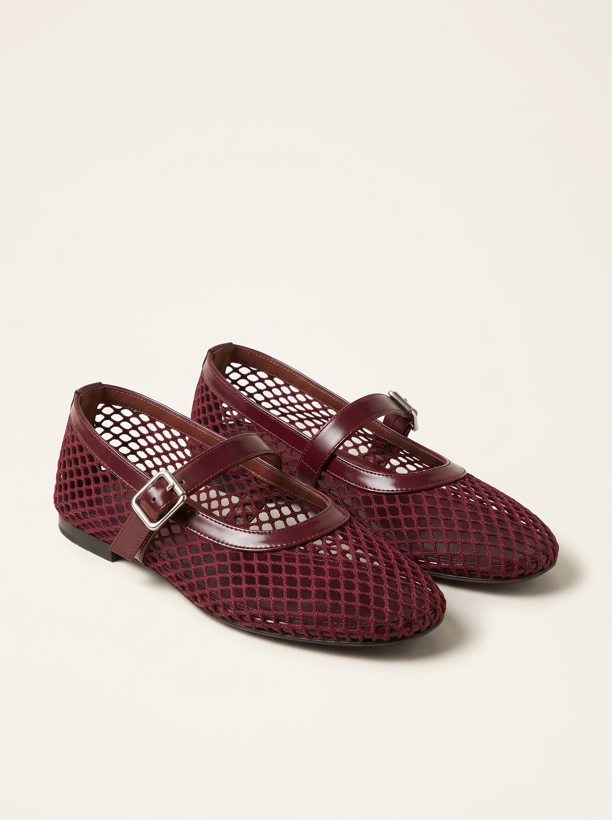 Margaux Mesh Ballet Flats — Burgundy