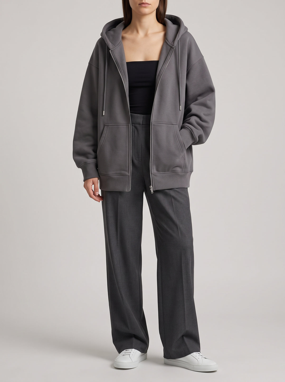 Eveline Zip-Through Hoodie - Dark Grey