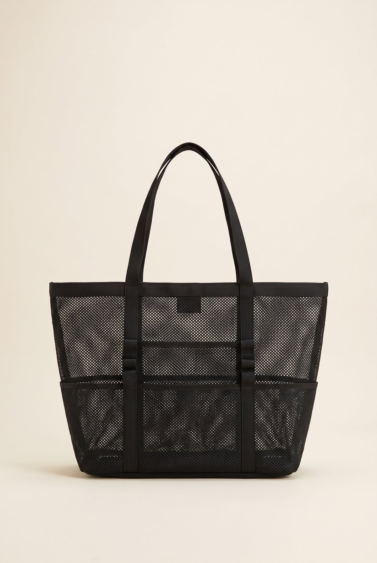 Layla Large Canvas Beach Tote — Black