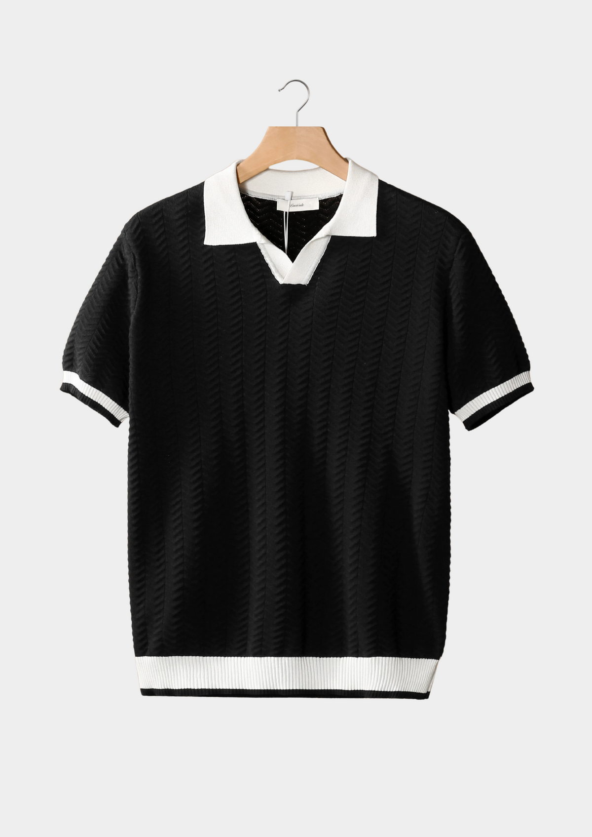 Polo texturé à contrastes noir