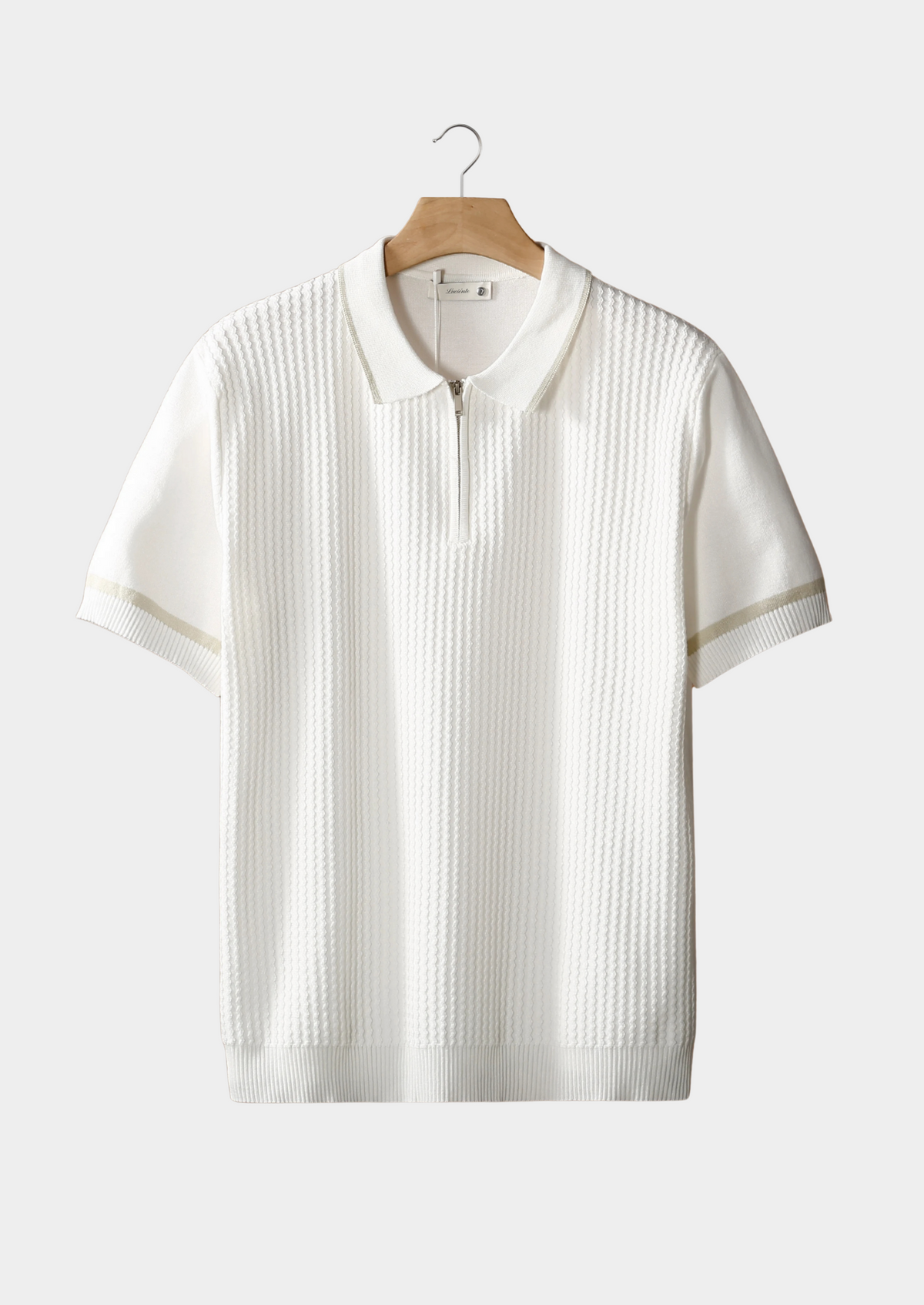 Polo zippé à liserés contrastés blanc