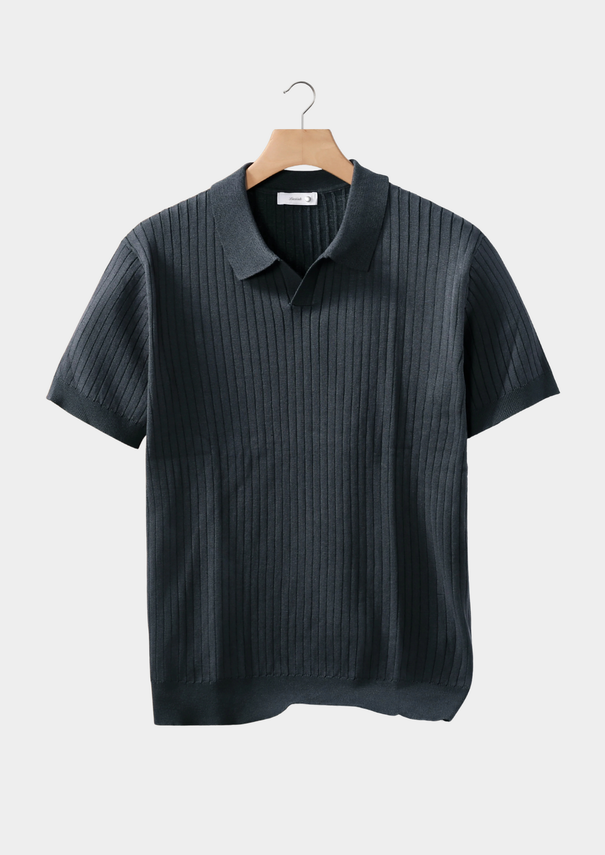 Polo côtelé sans boutons gris foncé