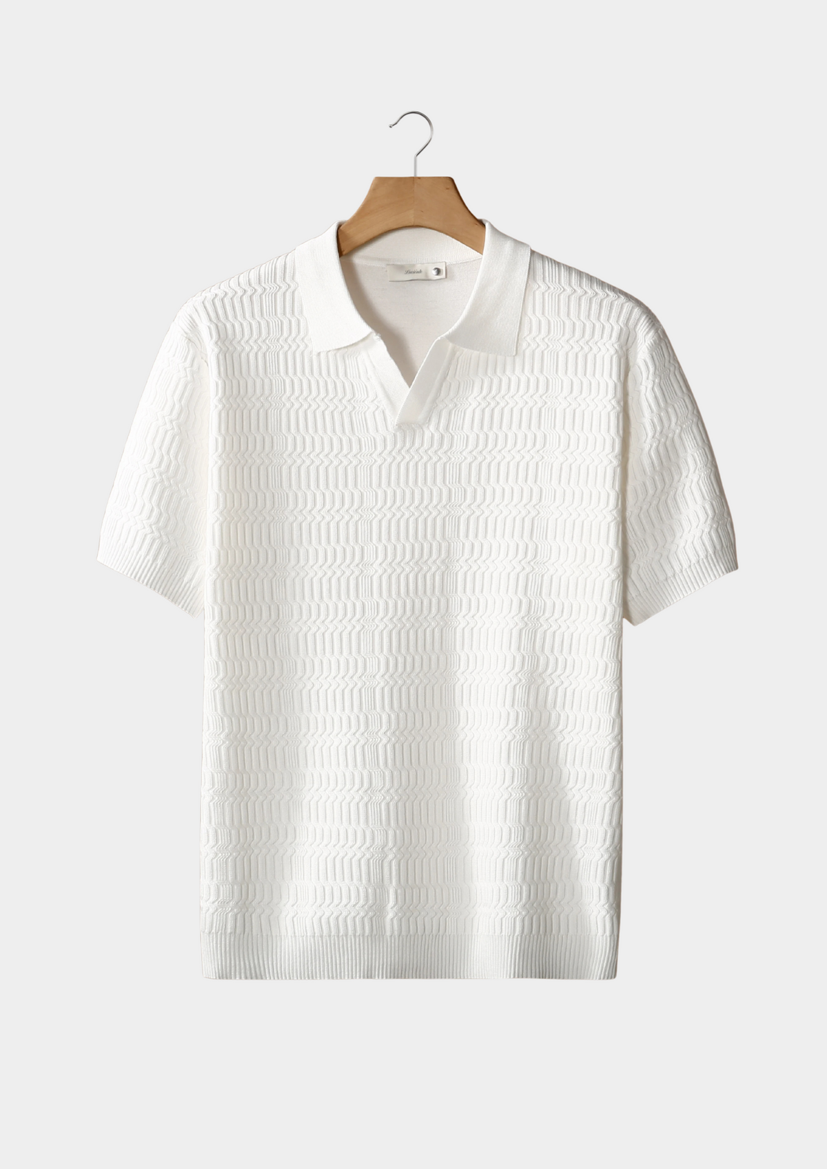 Polo en maille à motifs sans boutons blanc