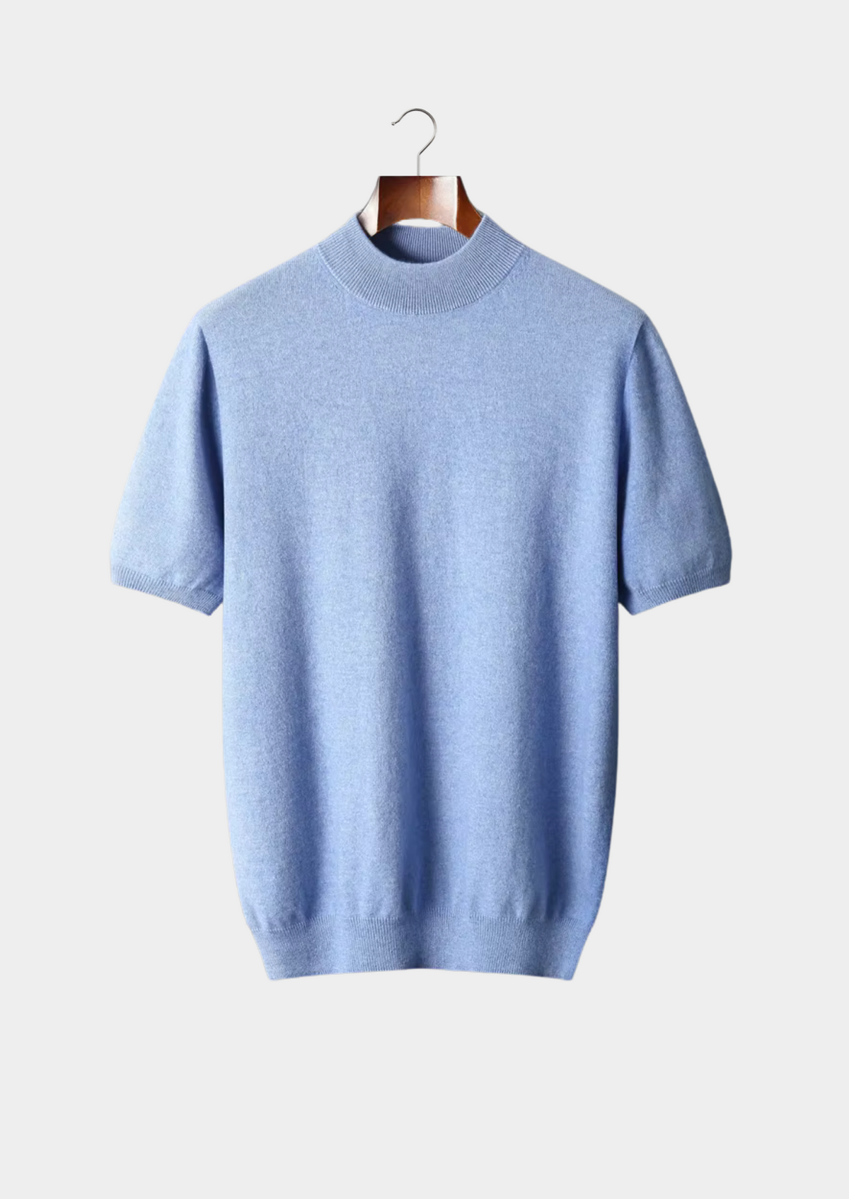 T-Shirt col montant en cachemire premium bleu clair