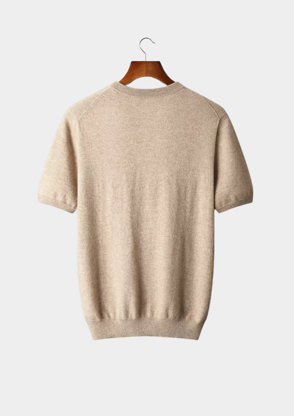 T-Shirt col rond classique en cachemire premium beige clair