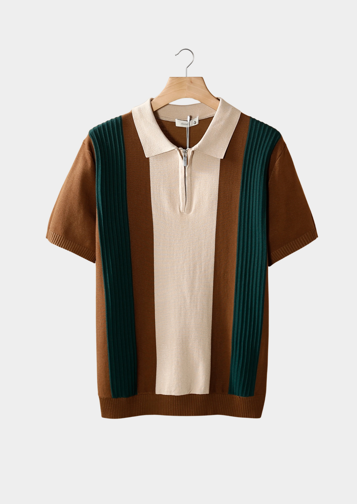Polo zippé resort marron