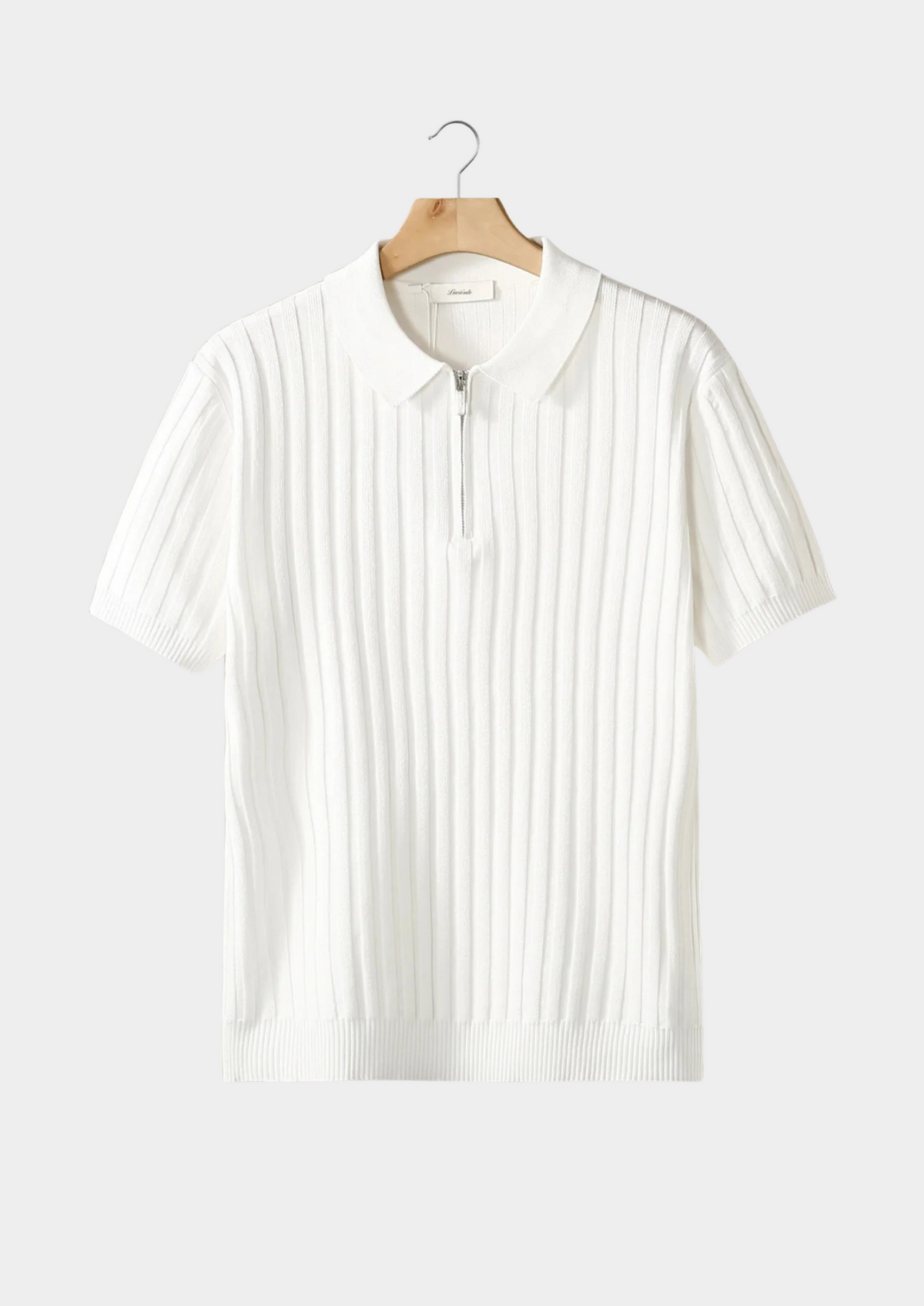 Polo côtelé zippé blanc