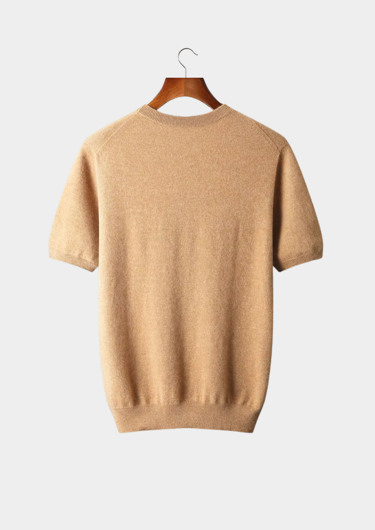 T-Shirt col rond classique en cachemire premium moutarde miel