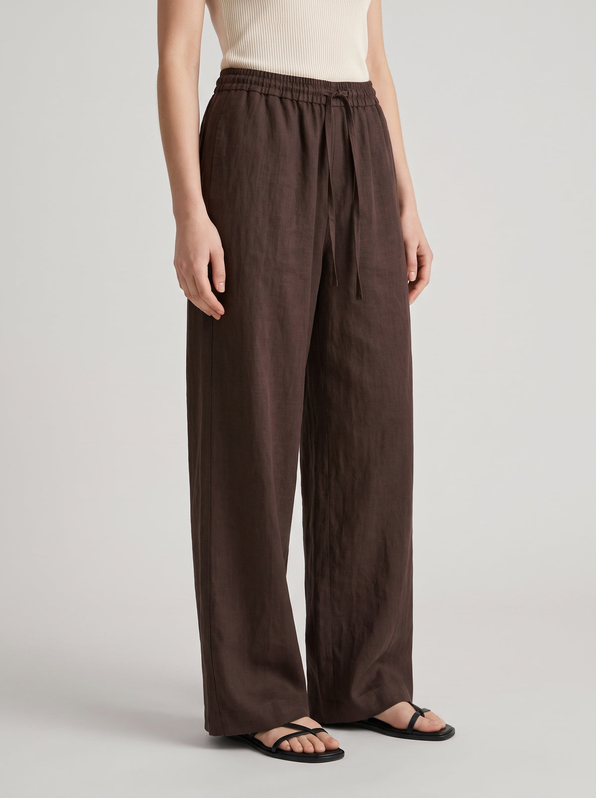 Kendall Linen and Viscose Wide-Leg Pants — Brown