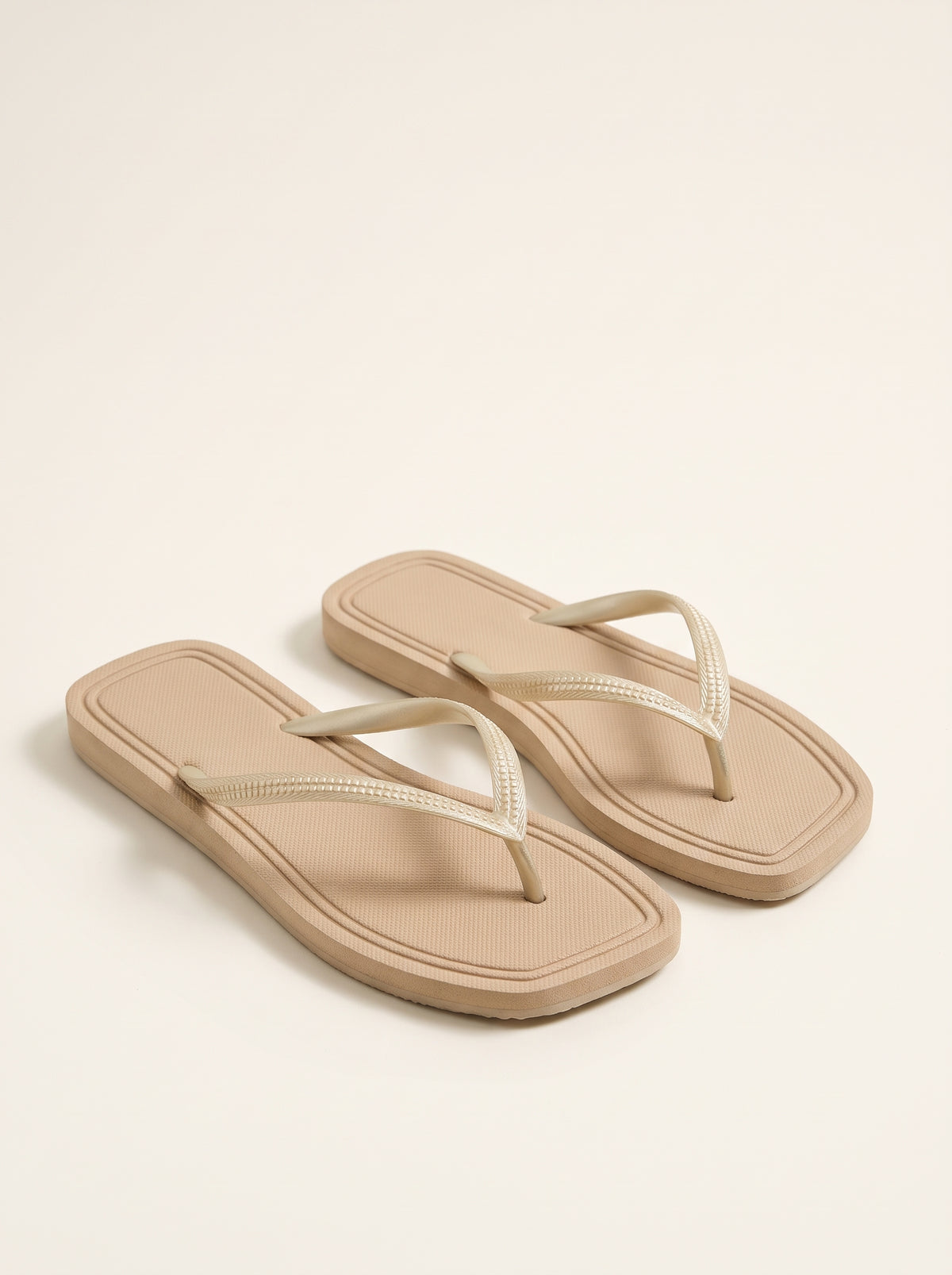 Maya Square-Toe EVA Sandals — Beige