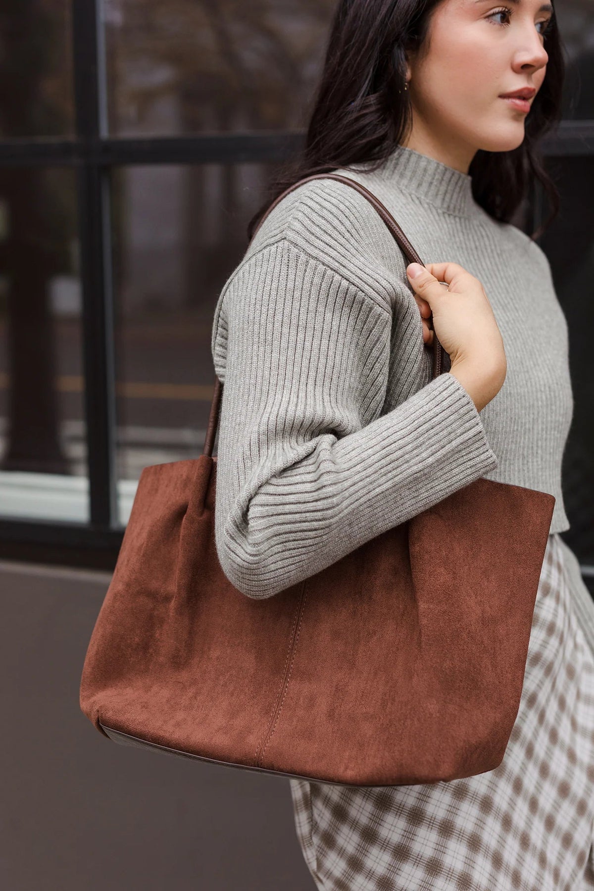 Sac cabas en daim Cheska avec pochette