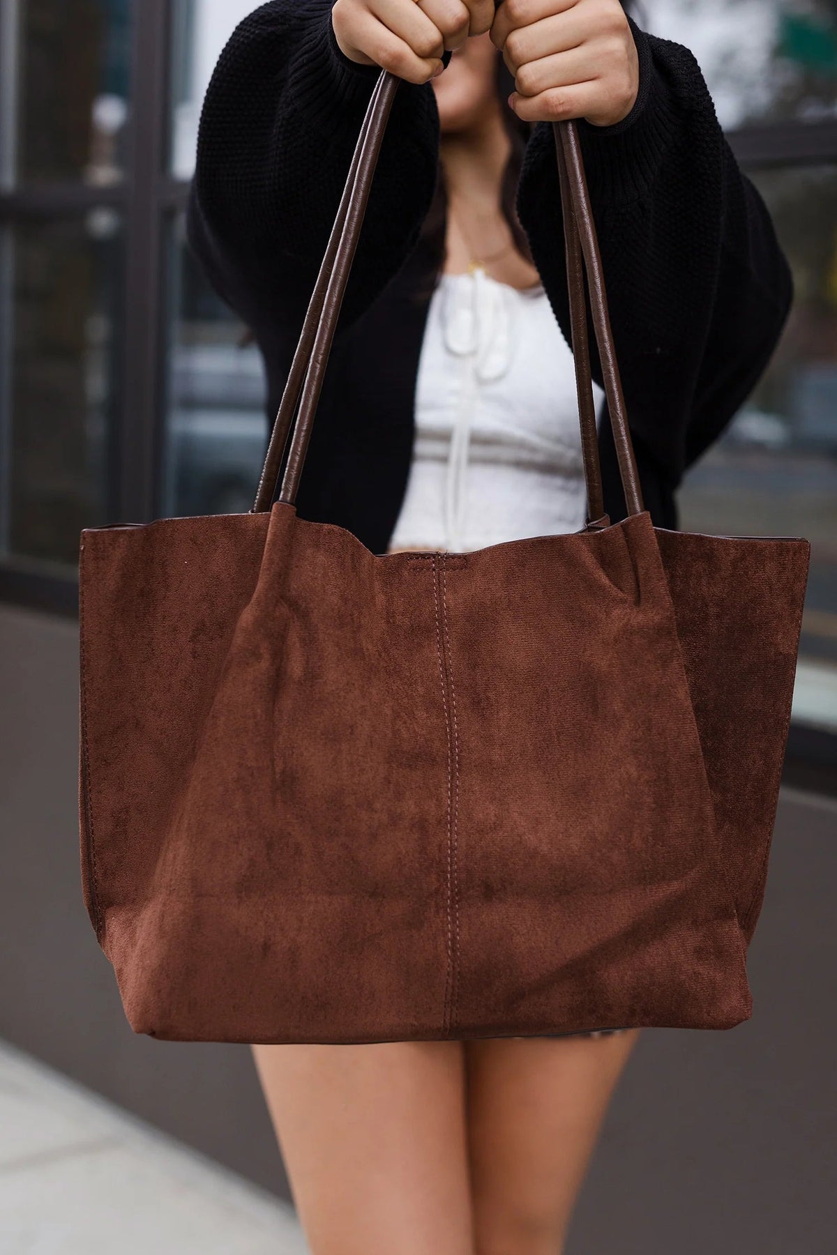 Sac cabas en daim Cheska avec pochette
