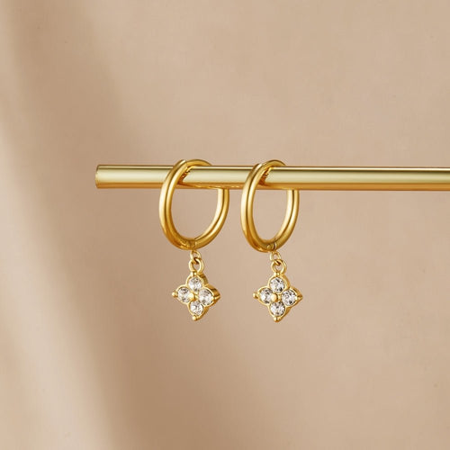 Boucles d'oreilles pendantes trèfle en cristal