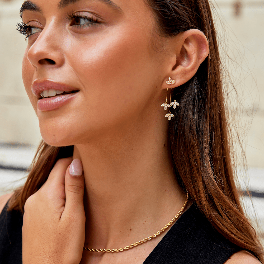Boucles d'Oreilles Cascade Lotus en Cristal