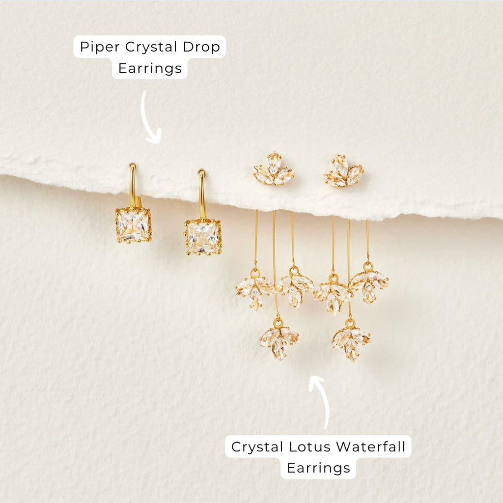 Boucles d'Oreilles Cascade Lotus en Cristal