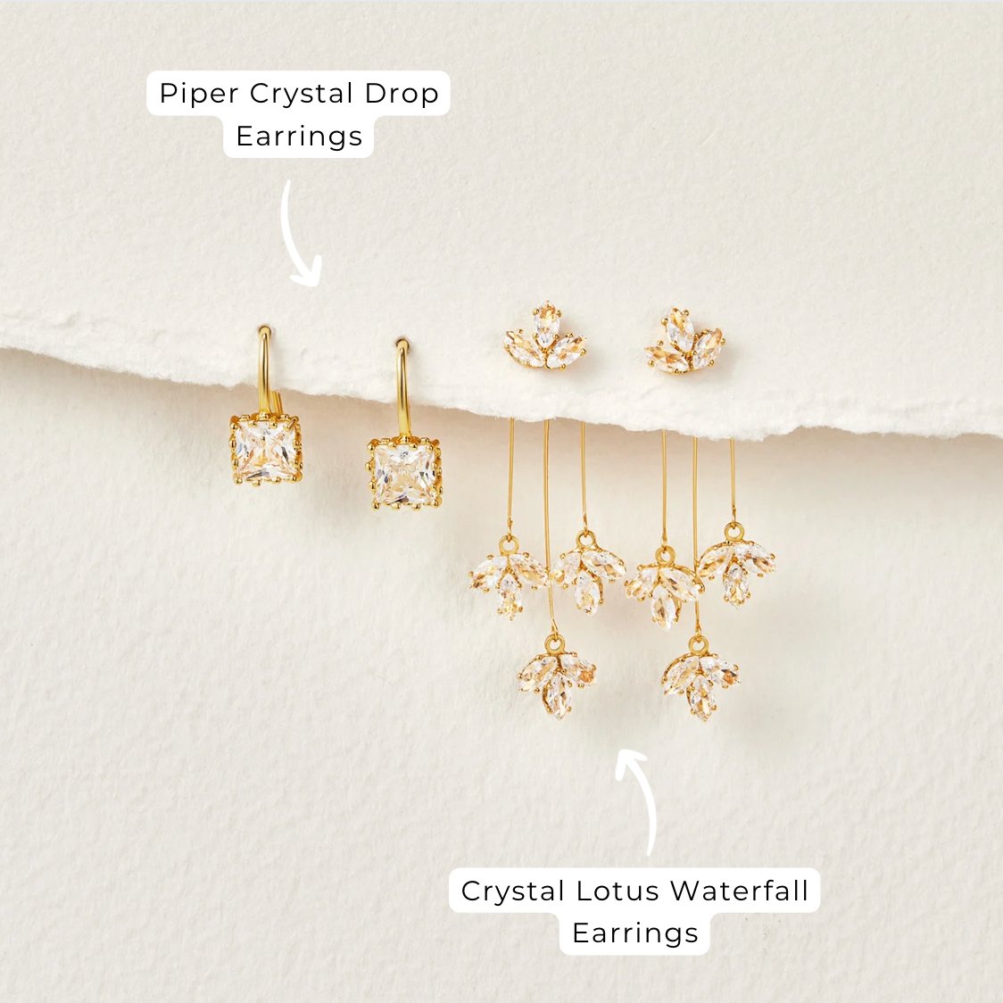 Boucles d'Oreilles Cascade Lotus en Cristal