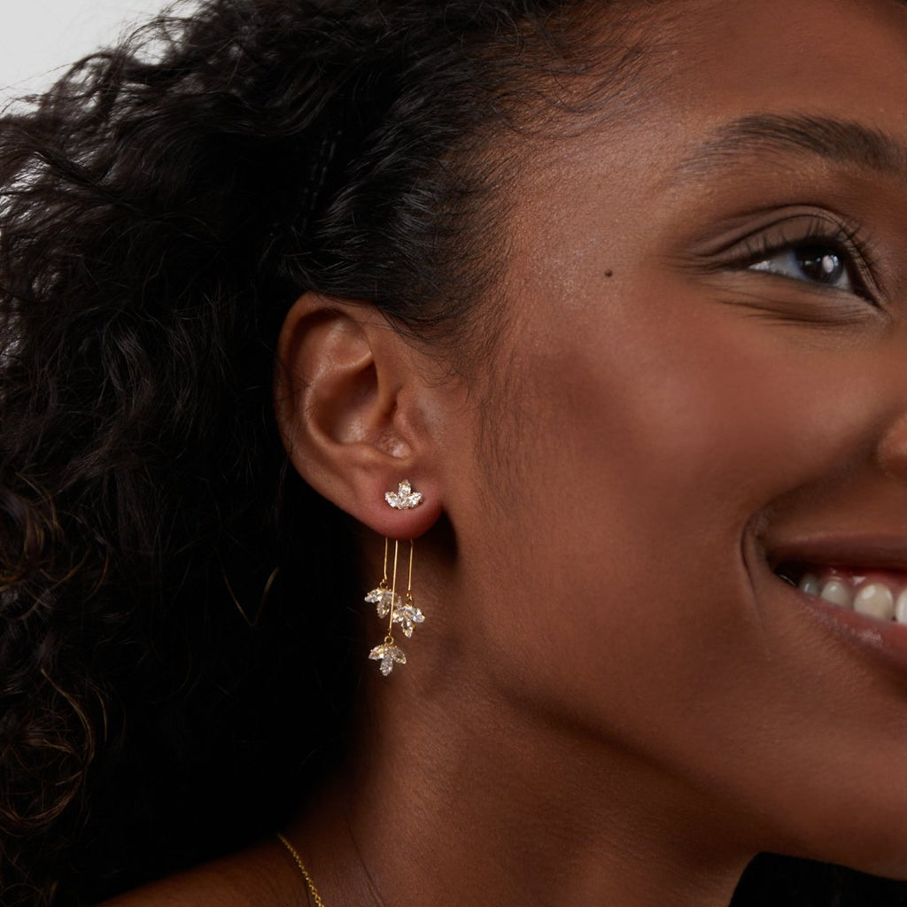 Boucles d'Oreilles Cascade Lotus en Cristal