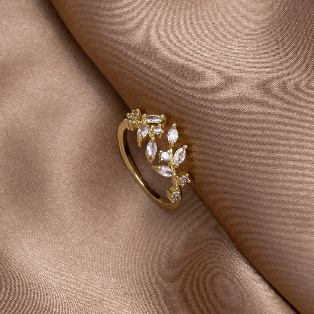 Bague Vigne Cristal Or 18K