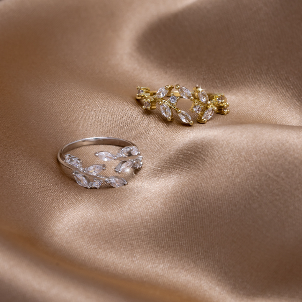 Bague Vigne Cristal Or 18K