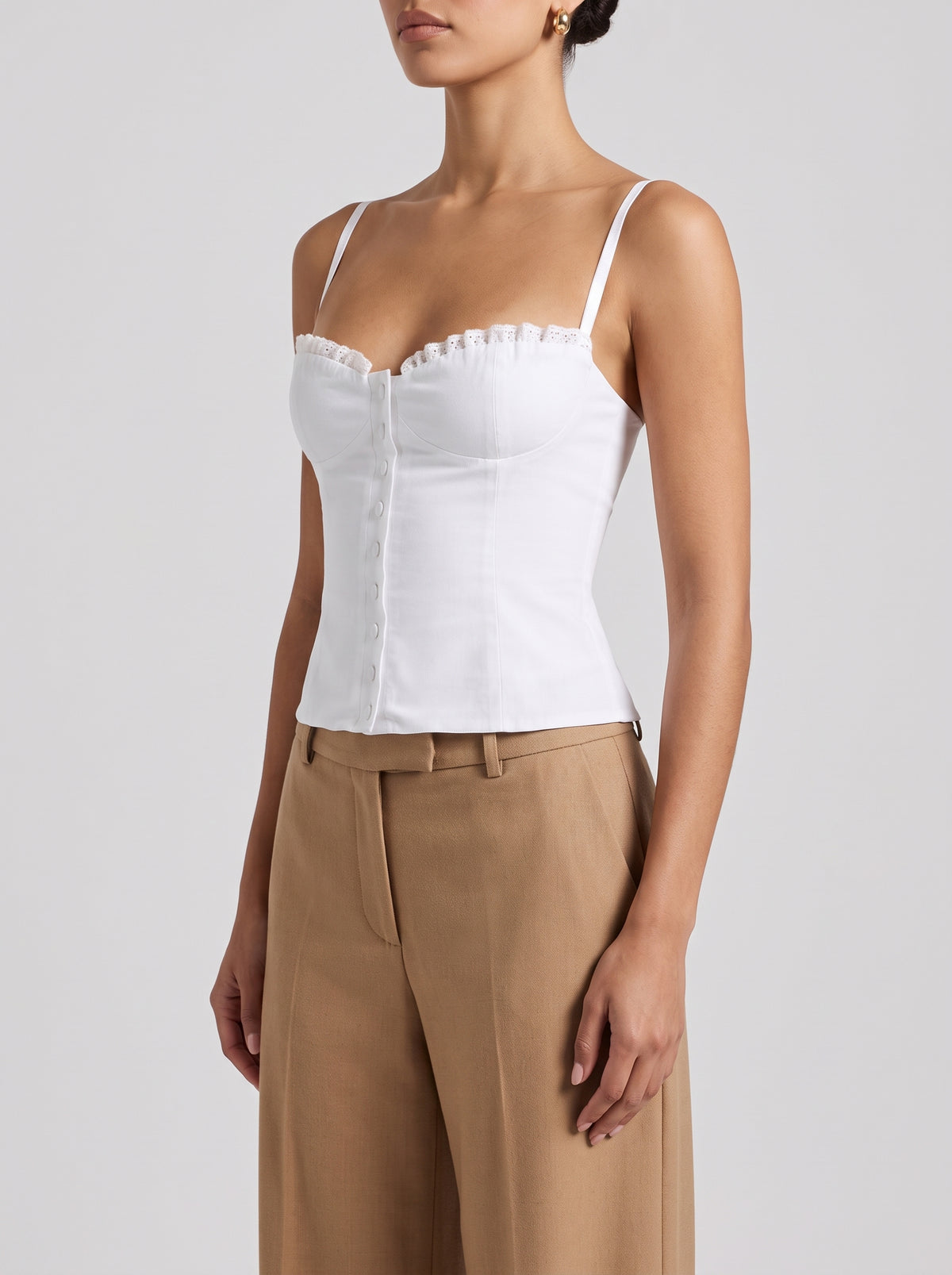 Viviana Patchwork Lace Corset Top — White