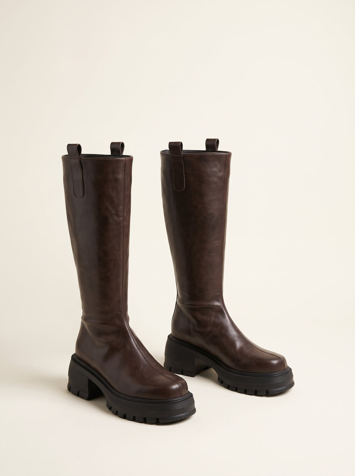 Bottes hautes Feliz en cuir - Marron
