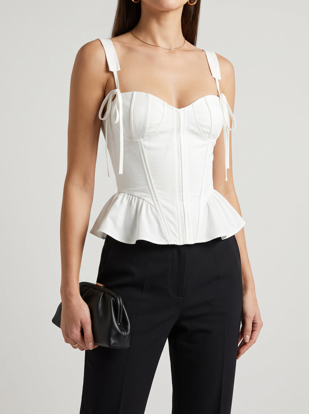 Karley Cotton Ruffle Hem Corset Top