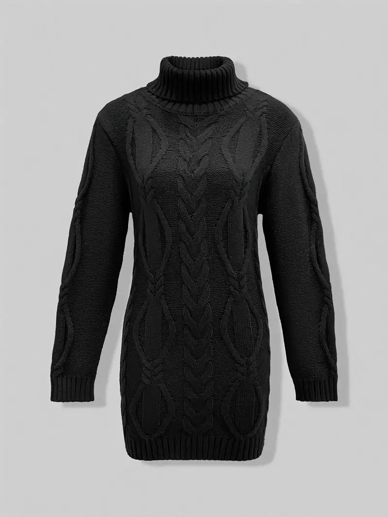 MADELEINE — Robe à Col Roulé en Maille Torsadée