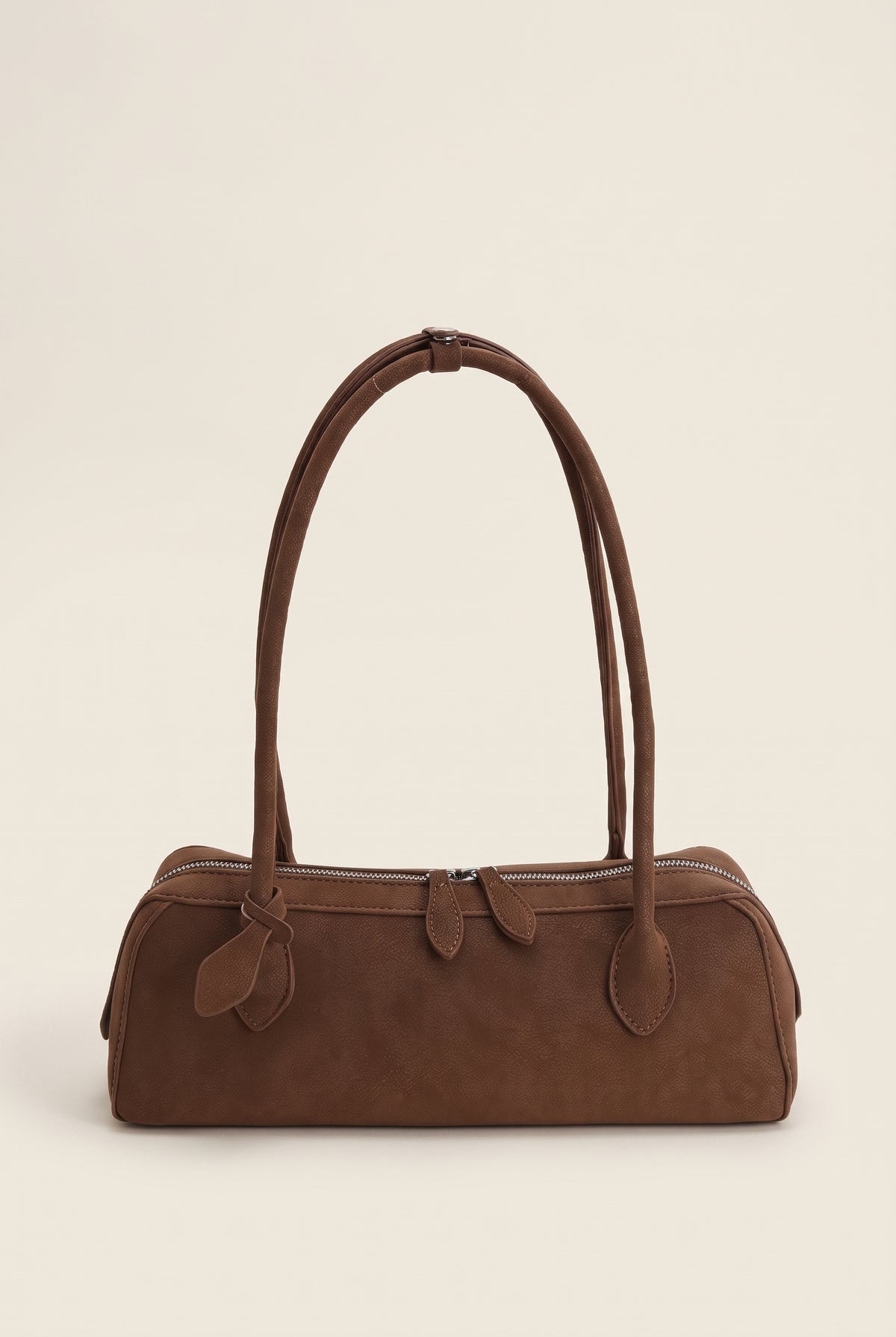 Adora Faux Suede Baguette Bag — Brown