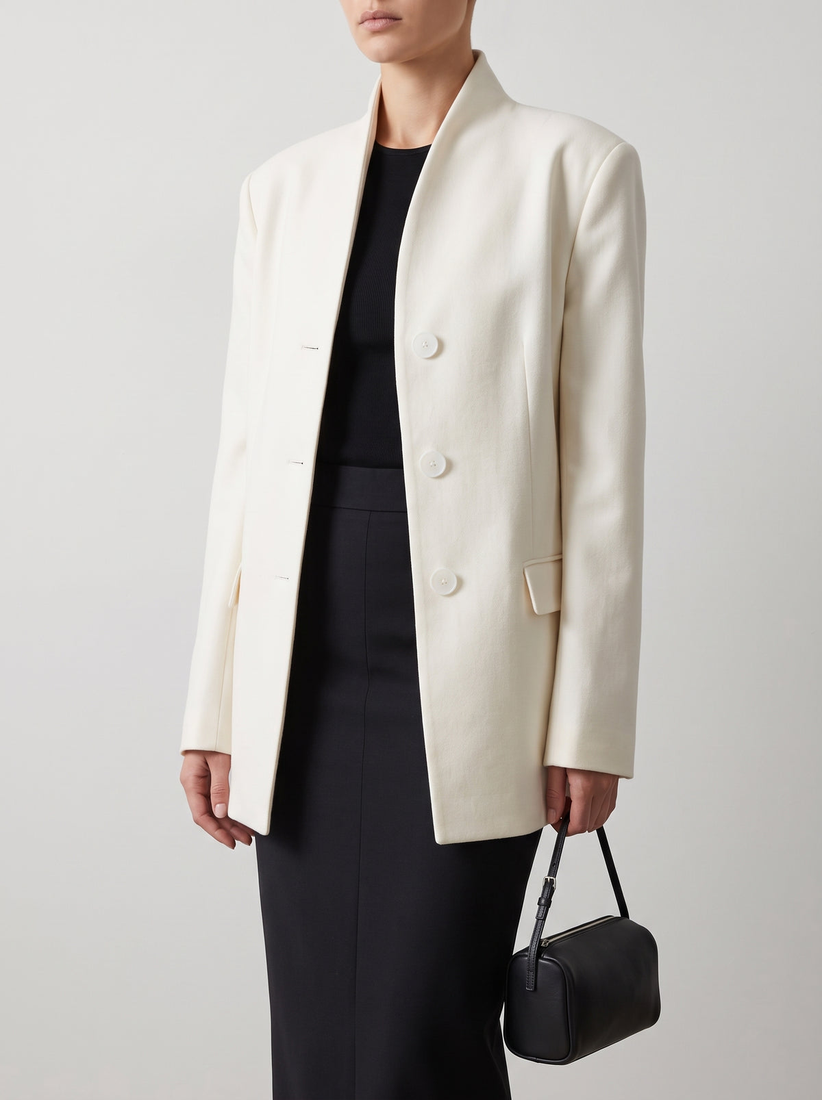 Roxie High Neck Blazer - White
