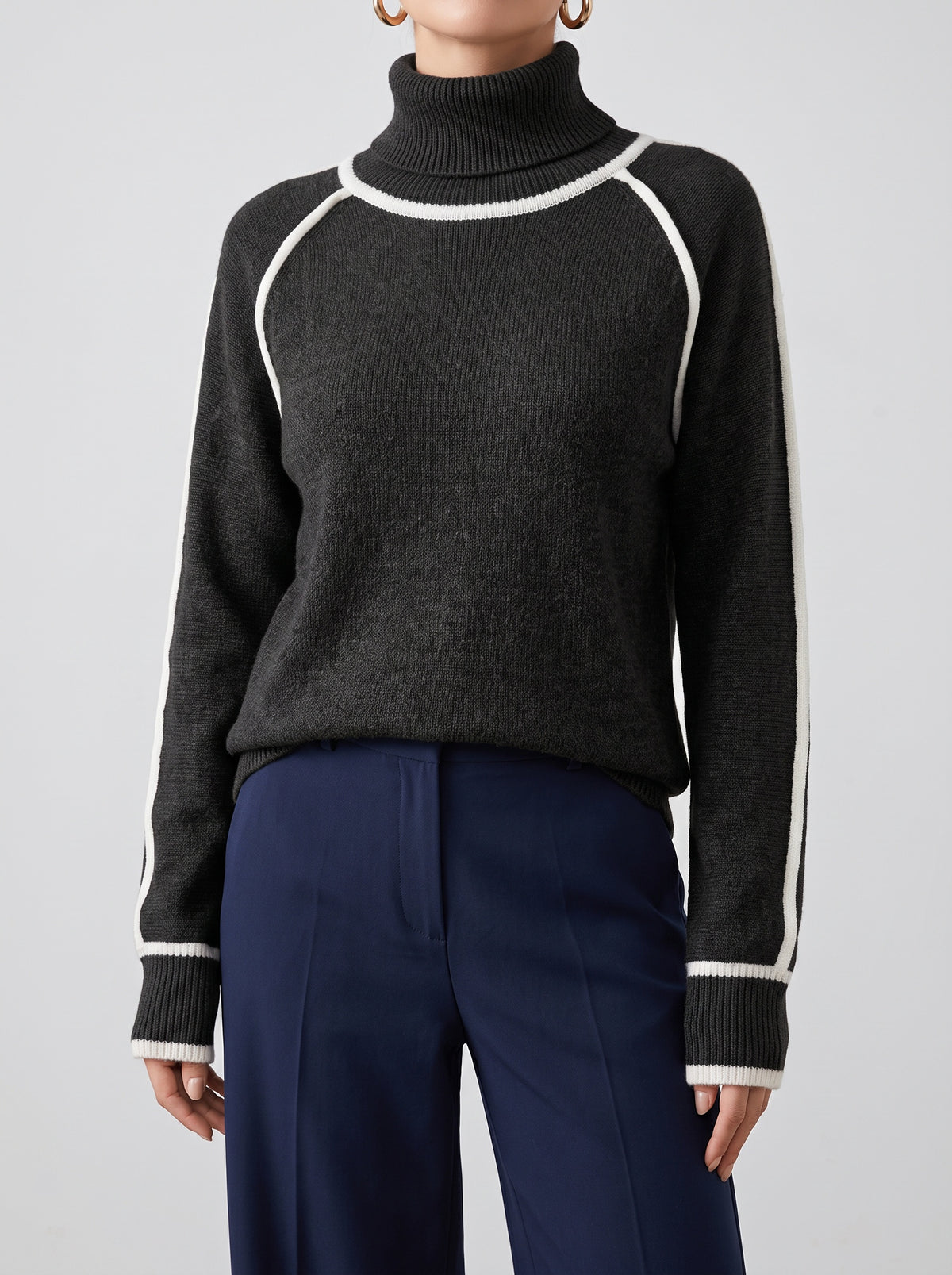 Juvy Contrast High Neck Jumper - Black