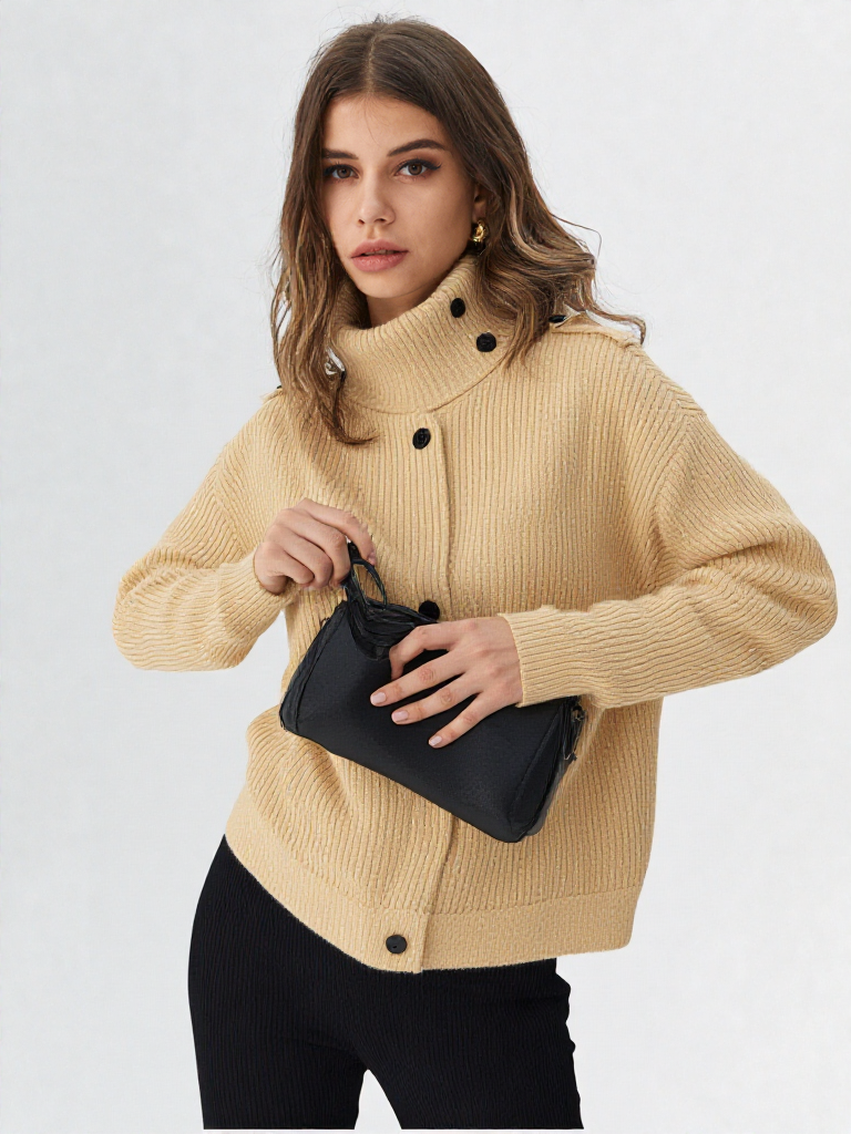 INÈS — Cardigan Asymétrique en Maille