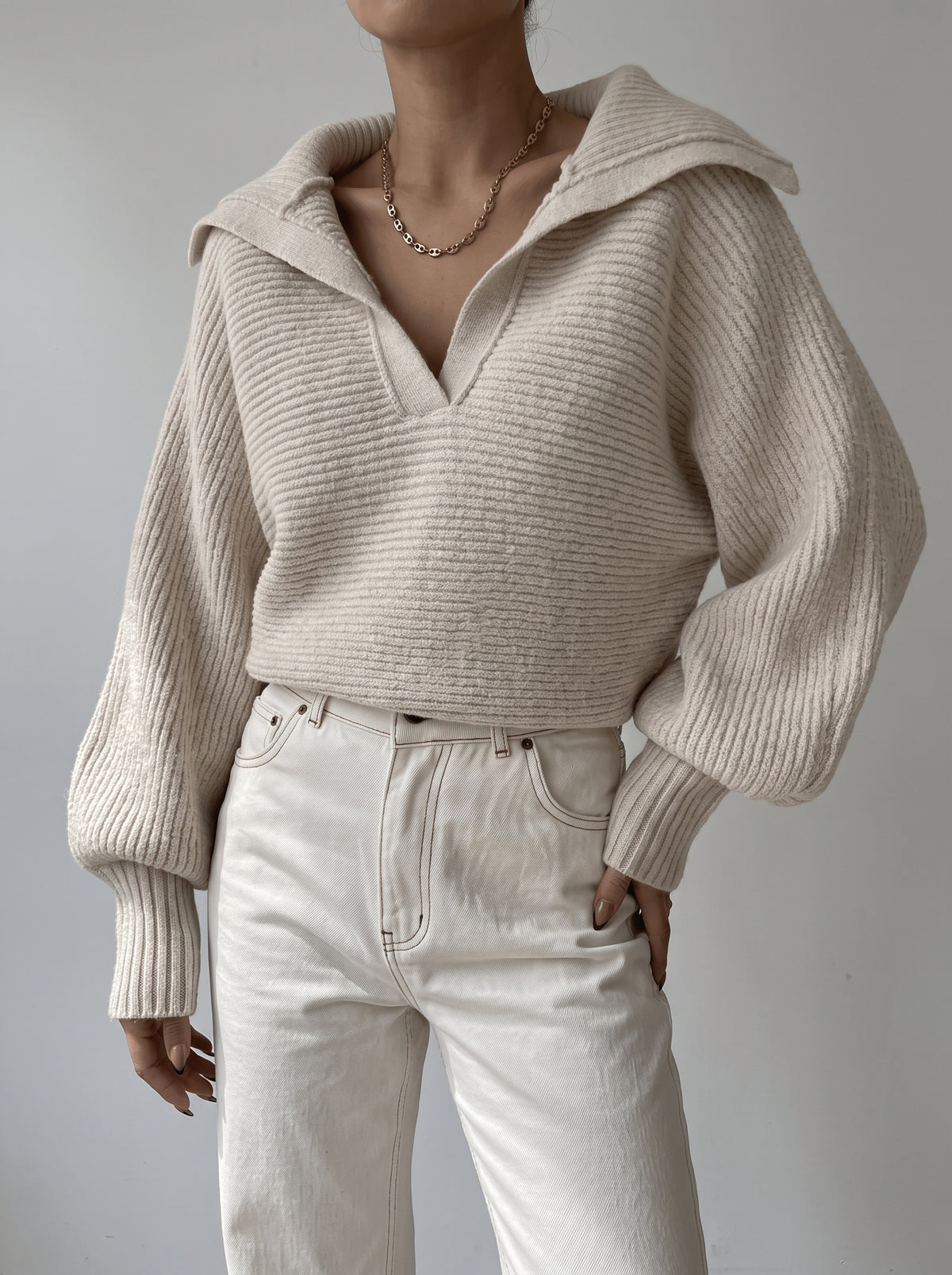 Kath Oversized Knitted Jumper - Beige