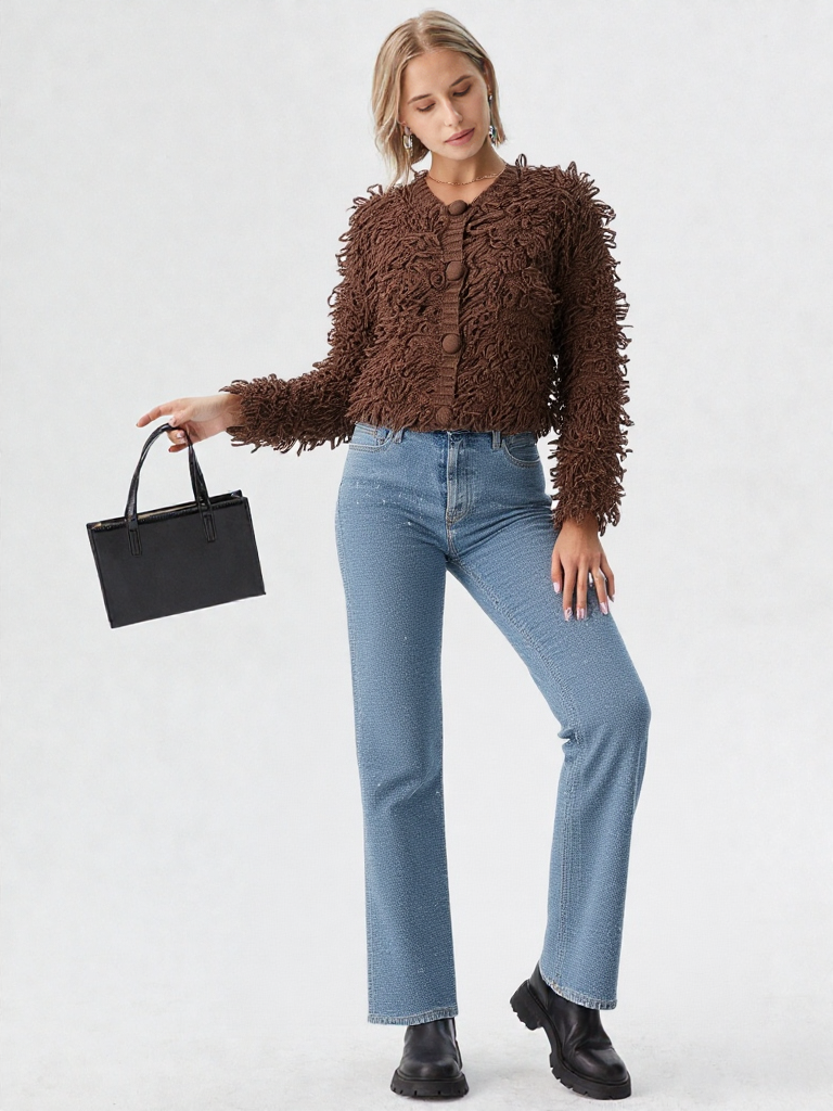 MARGUERITE — Gilet en Maille à Franges