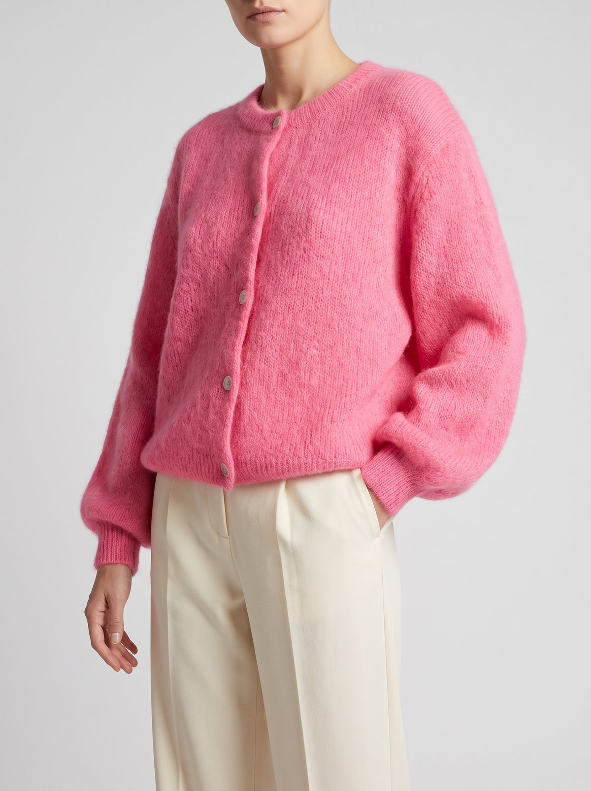 Hazel Long Soft Knit Cardigan — Light Pink
