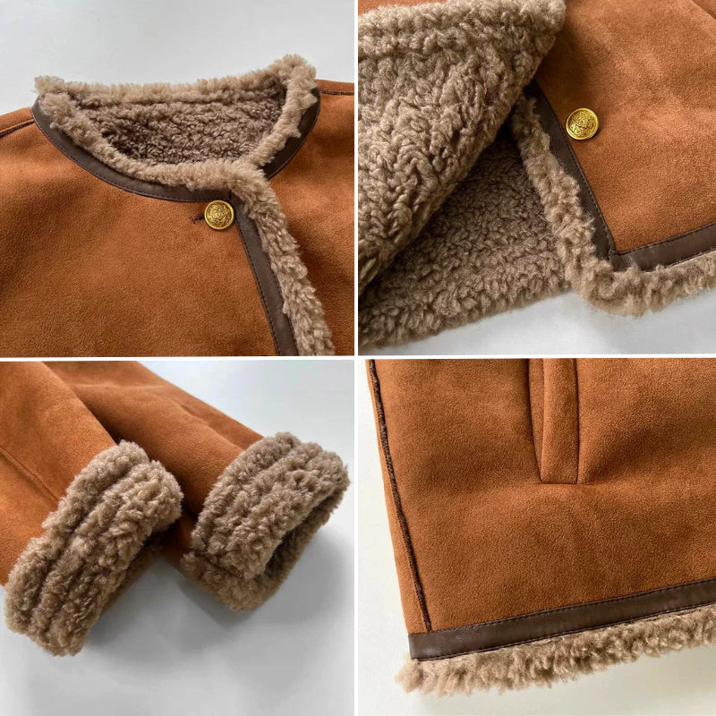 HORTENSE — Manteau Boutonné en Peau Lainée