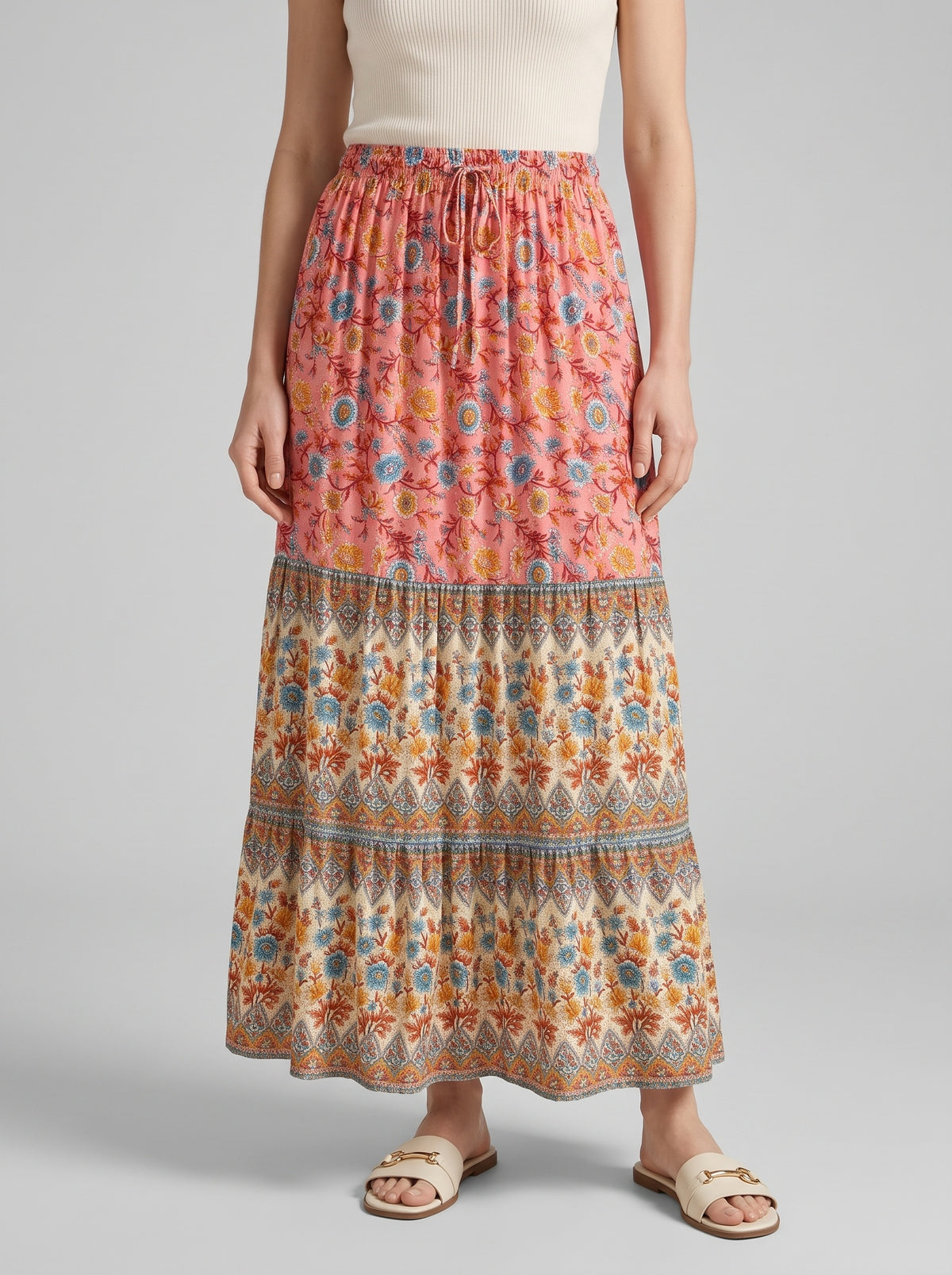 Bianca Floral Print Beach Skirt — Pink