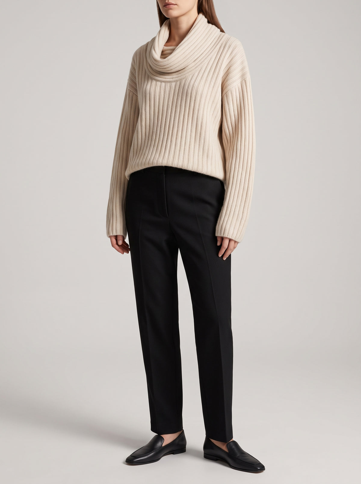 Aelwen Off-The-Shoulder Jumper - Beige