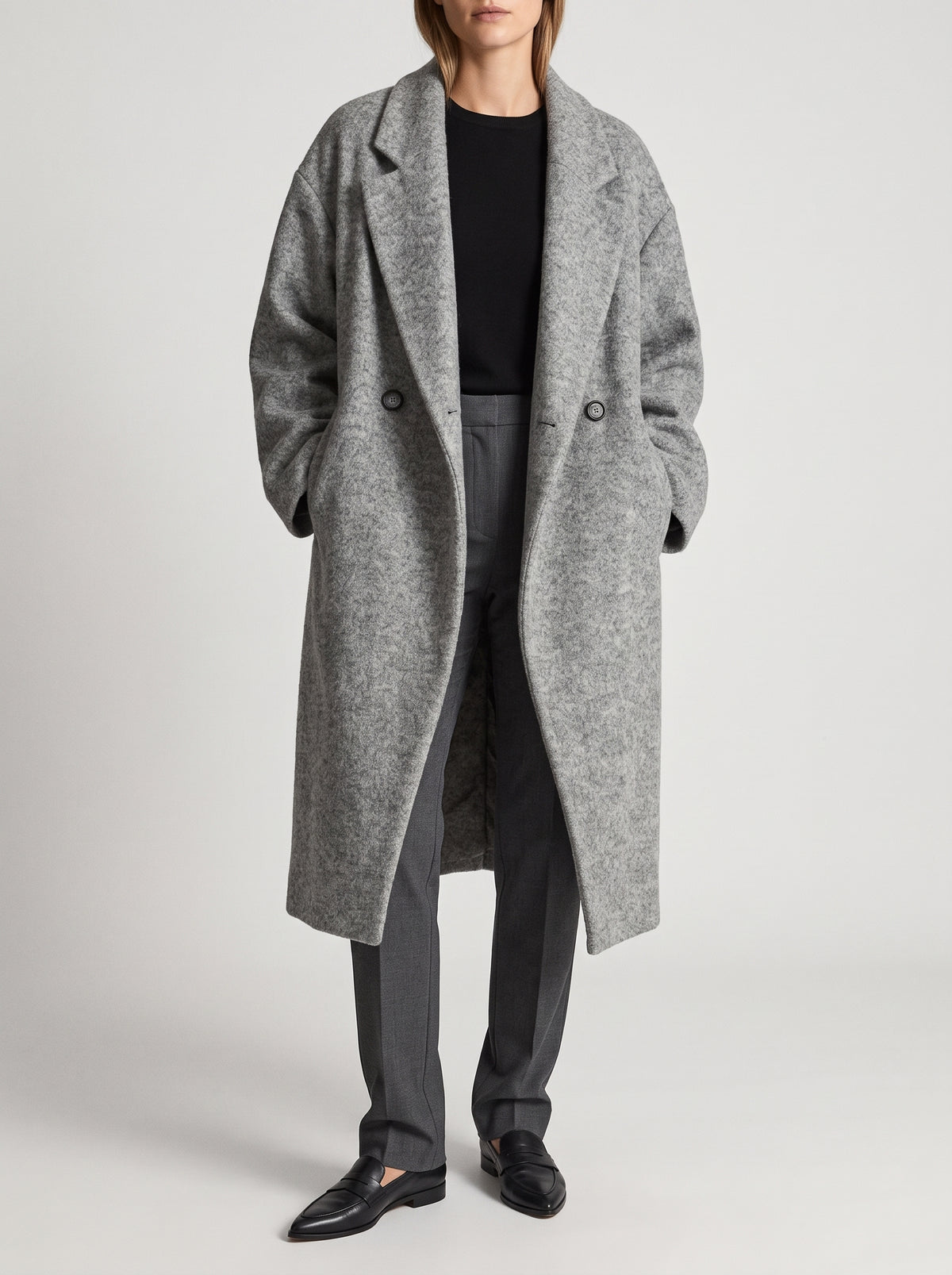 Henriette Cotton-Blend Winter Coat — Gray