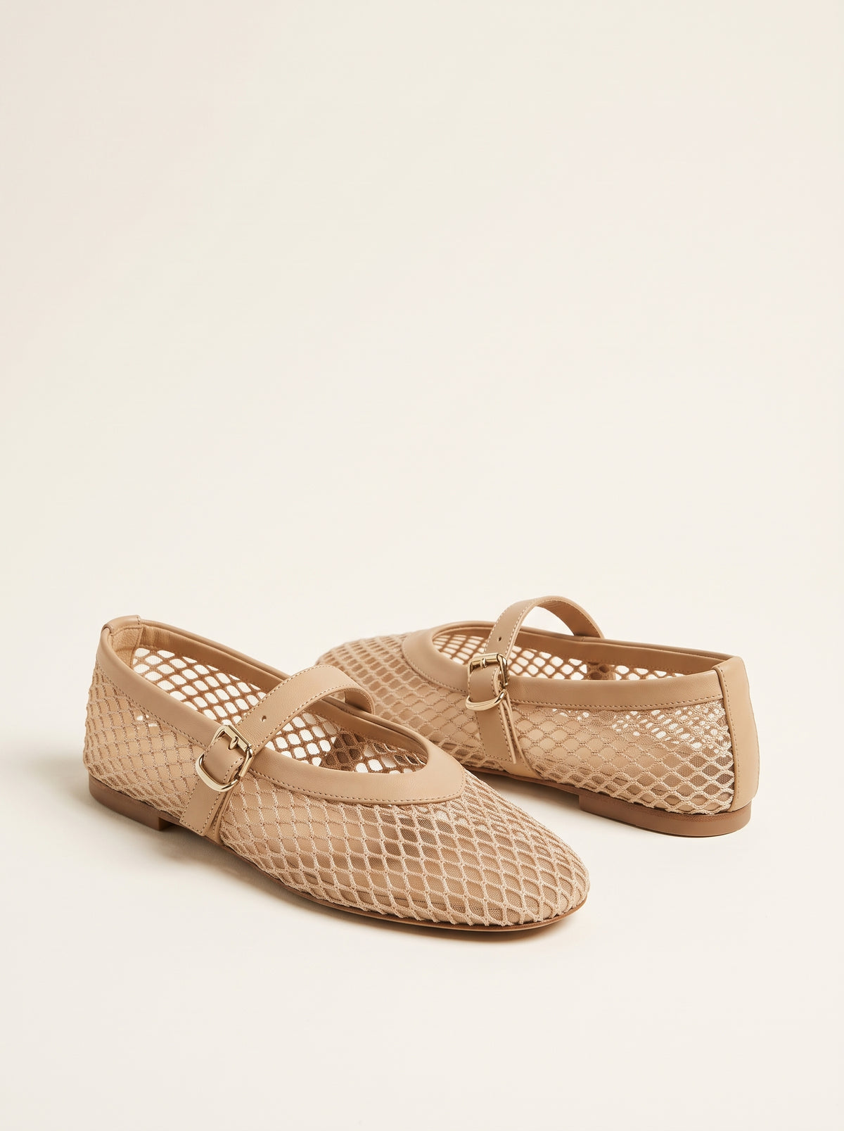 Margaux Mesh Ballet Flats — Beige