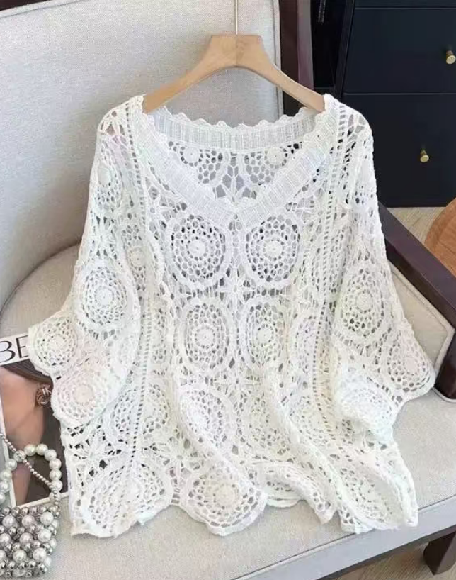 Ensemble Crochet Bohème Top Ajouré et Jupe