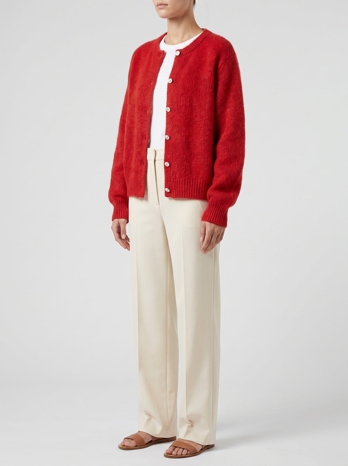 Hazel Long Soft Knit Cardigan — Red