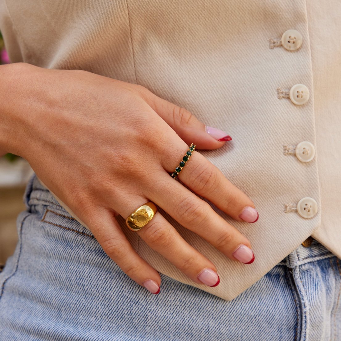 Bague Émeraude Cristal Or 18K