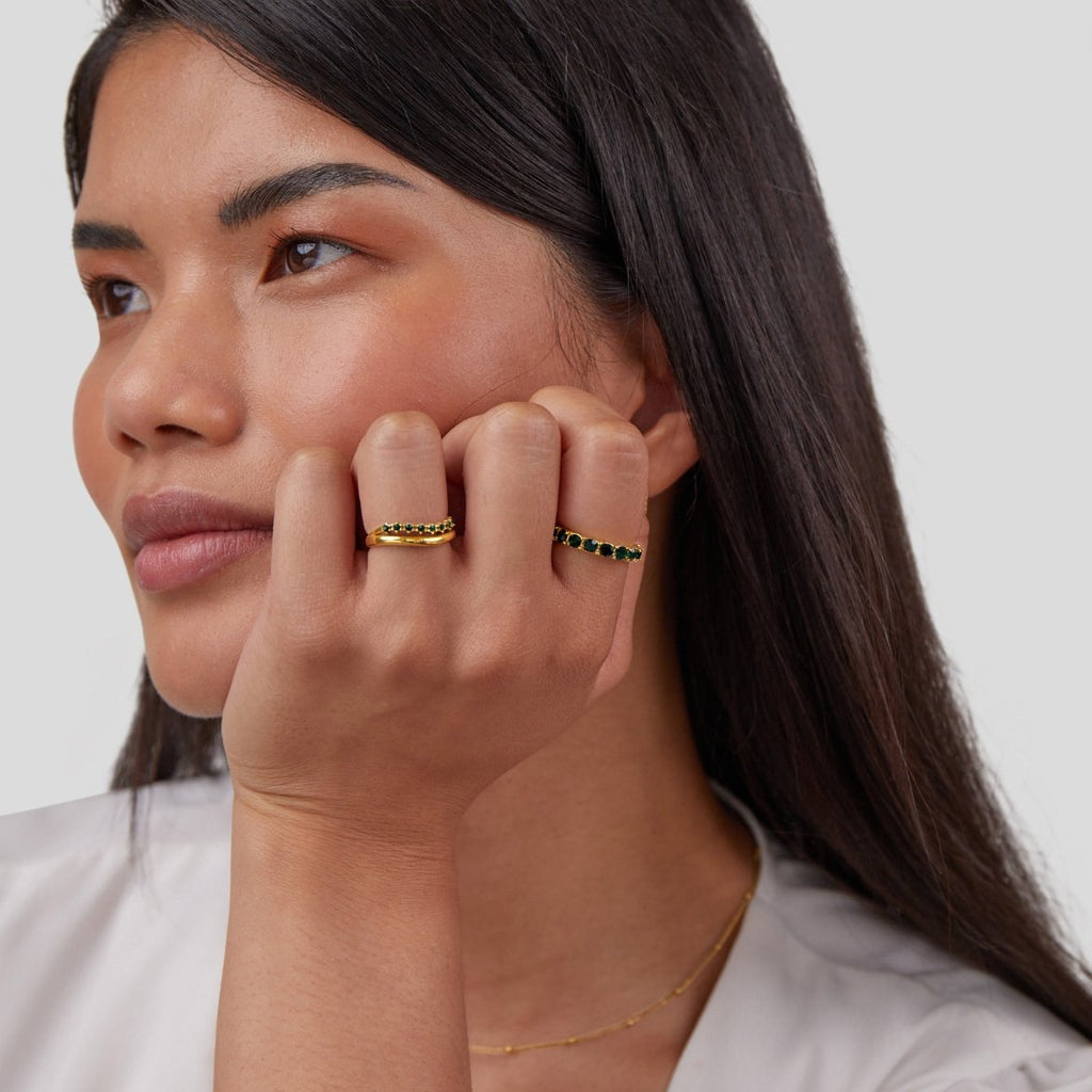 Bague Émeraude Cristal Or 18K