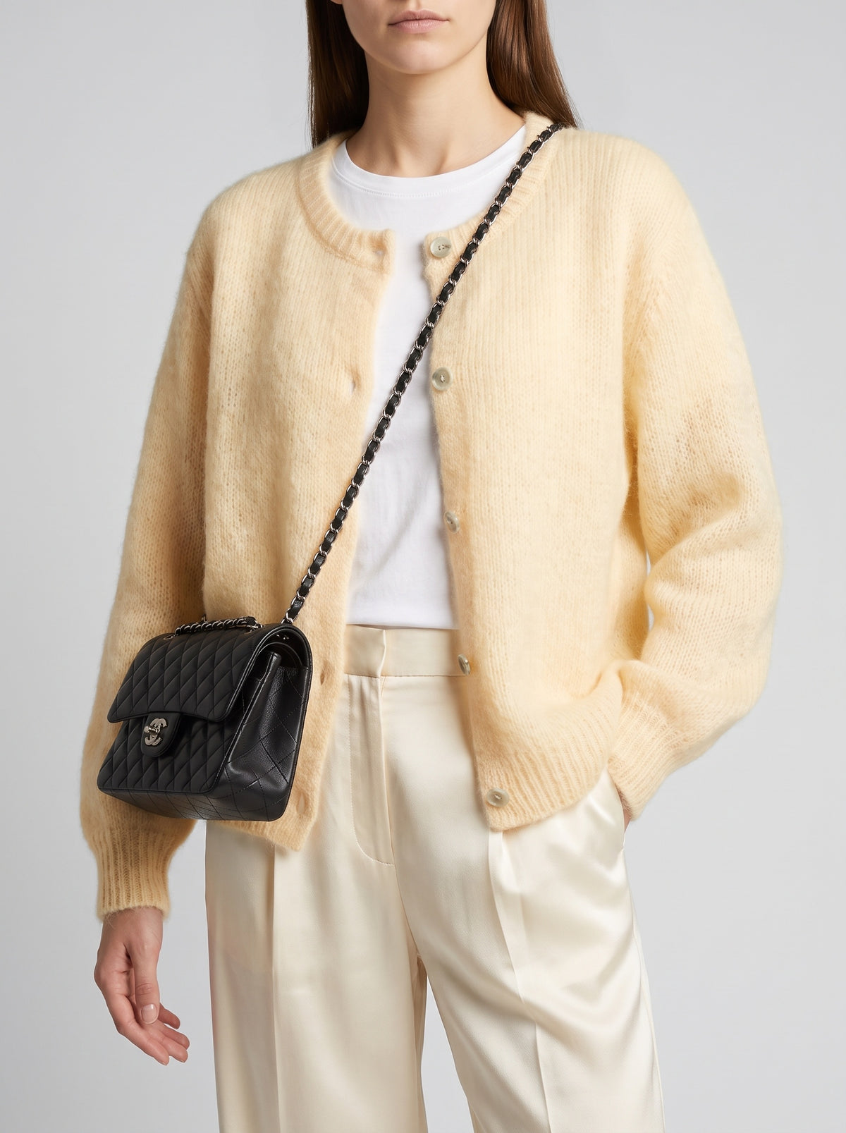 Rachel Oversized Fuzzy Knit Cardigan — Light Yellow