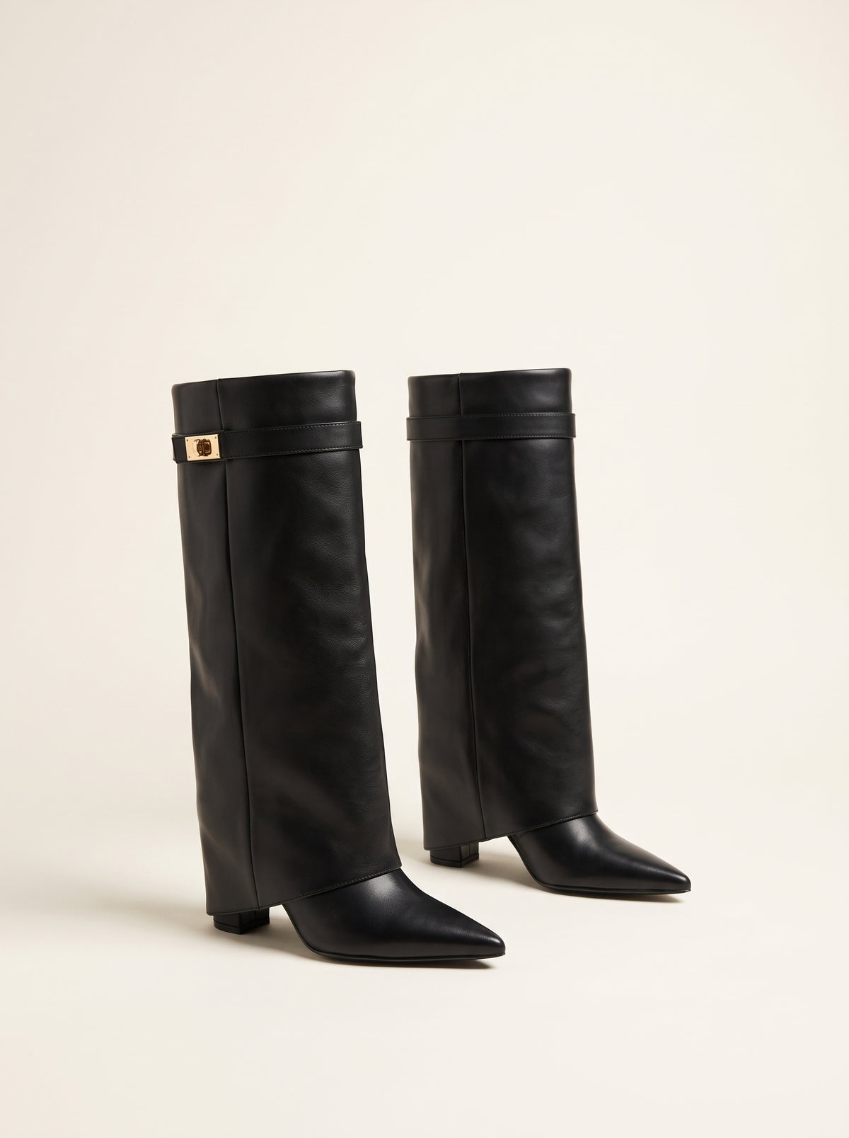 Bottes hautes Monica ajustées - Noir lisse
